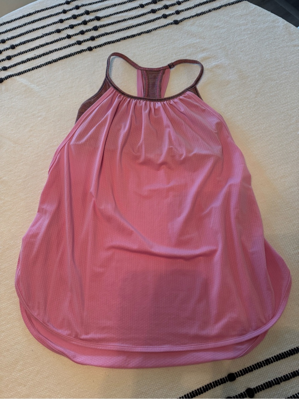 lululemon pink striped racerback athletic tank with built in sports bra